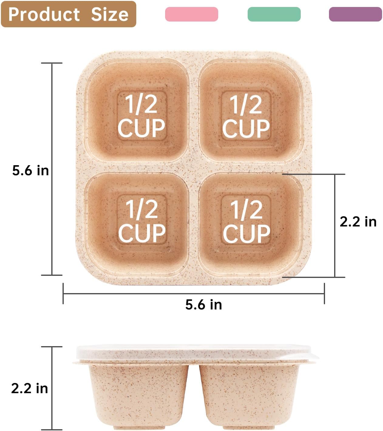 4 pack Bento Lunch Box, Snack Containers，Meal Prep Containers Kids/Toddle/Adults,Food Storage Containers for School, Work and Travel (4 and 3 Compartment Multicolor)