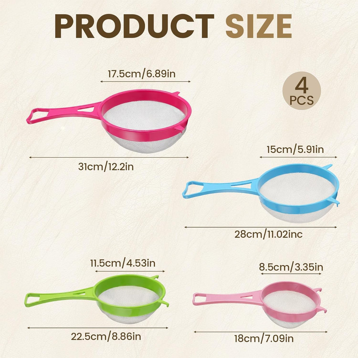 4 Pcs Plastic Strainer Plastic Colander Strainer for Kefir Grains