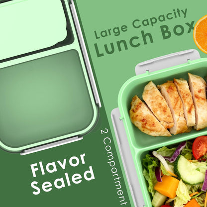 WHALEHOUSE Bento Lunch Box, 1300ML 4 Compartments Meal Prep Container with Utensil, Airtight Food Storage Container with Snap Locking Lids, Microwave/Dishwasher/Freezer Safe, On the Go