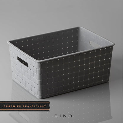 BINO | Plastic Storage Baskets Large - Black | THE STABLE COLLECTION | Multi-Use Storage | Rectangular Cabinet Organizer | Baskets For Organizing with Handles | Home Office Organization and Storage