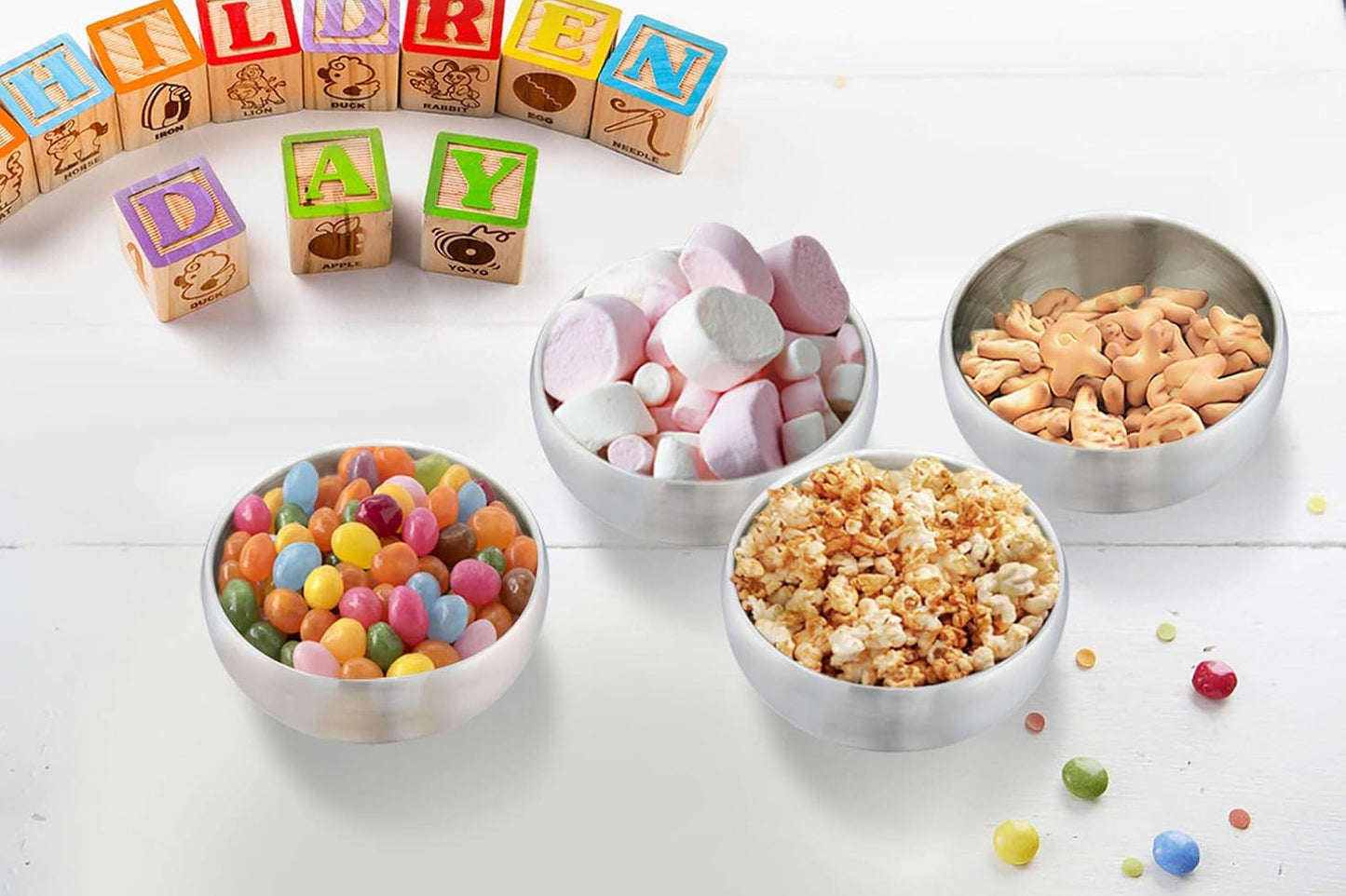 E-far Stainless Steel Bowls for Kids-6 Pack, 12OZ Double Walled Baby Toddler Bowls for Baby Food/Cereal/Snack, 18/10 Non-Toxic Metal & Unbreakable, Dishwasher Safe