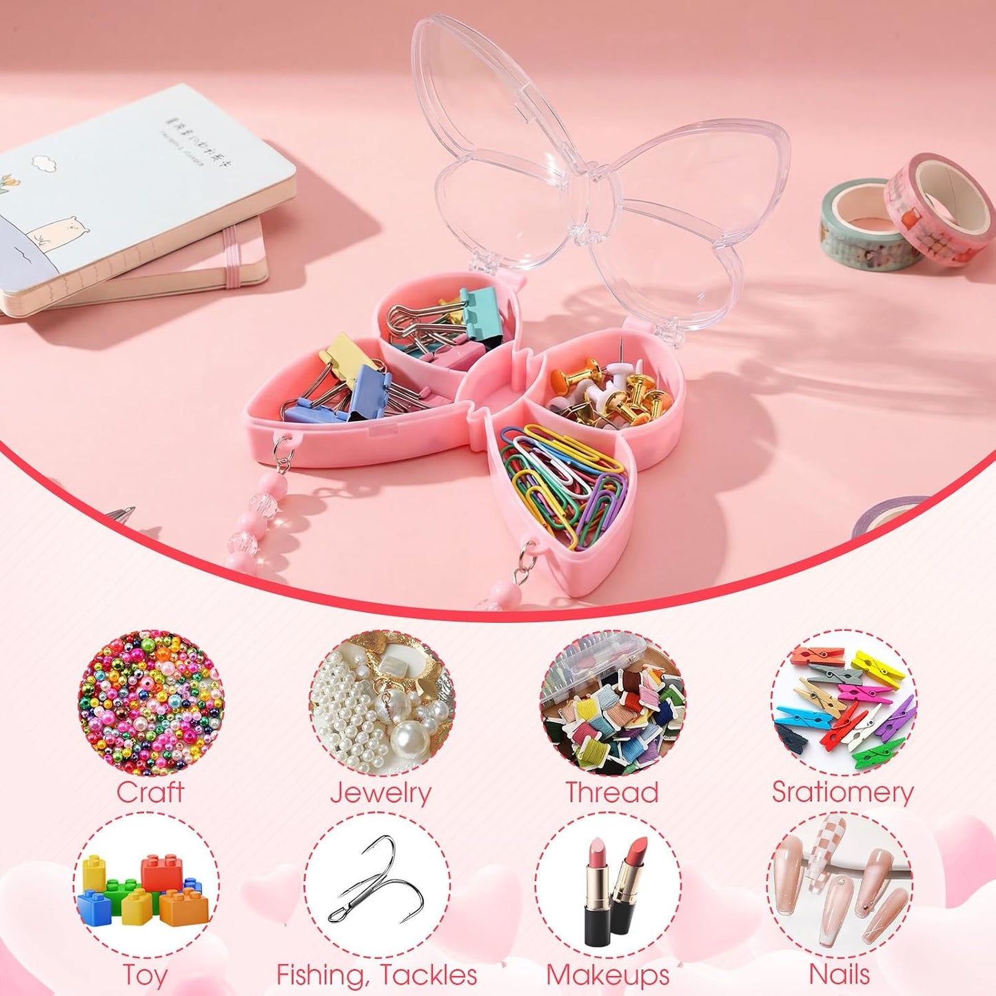 Cunno 6 Pack Valentines Day Containers Butterfly Shaped Food Containers Large Plastic Snack Box Food Storage with Handle Divided Serving Tray Portable Jewelry Organizer for Candy Fruit Purple