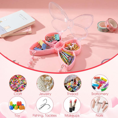 Cunno 6 Pack Valentines Day Containers Butterfly Shaped Food Containers Large Plastic Snack Box Food Storage with Handle Divided Serving Tray Portable Jewelry Organizer for Candy Fruit Purple
