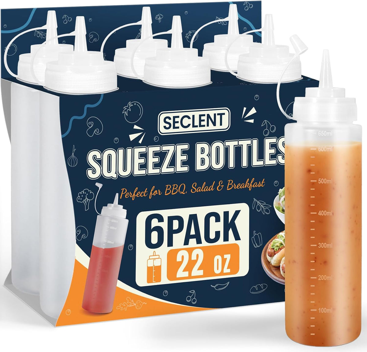 8oz Squeeze Bottles, Sauce Bottles, Squirt Bottle, Salad Dressing Bottle