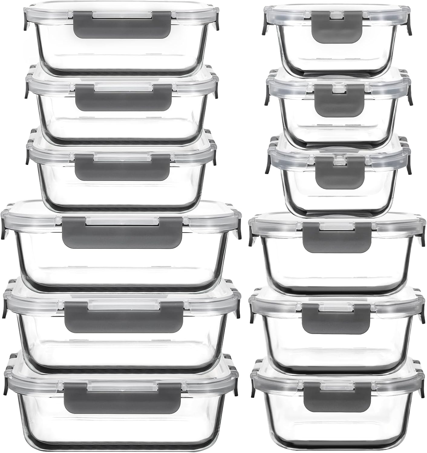 Glass Food Storage Containers with Lids, [18 Piece] Glass Meal Prep Containers, Containers for Food Storage with Lids, BPA Free & Leak Proof (9 Lid & 9 Container)