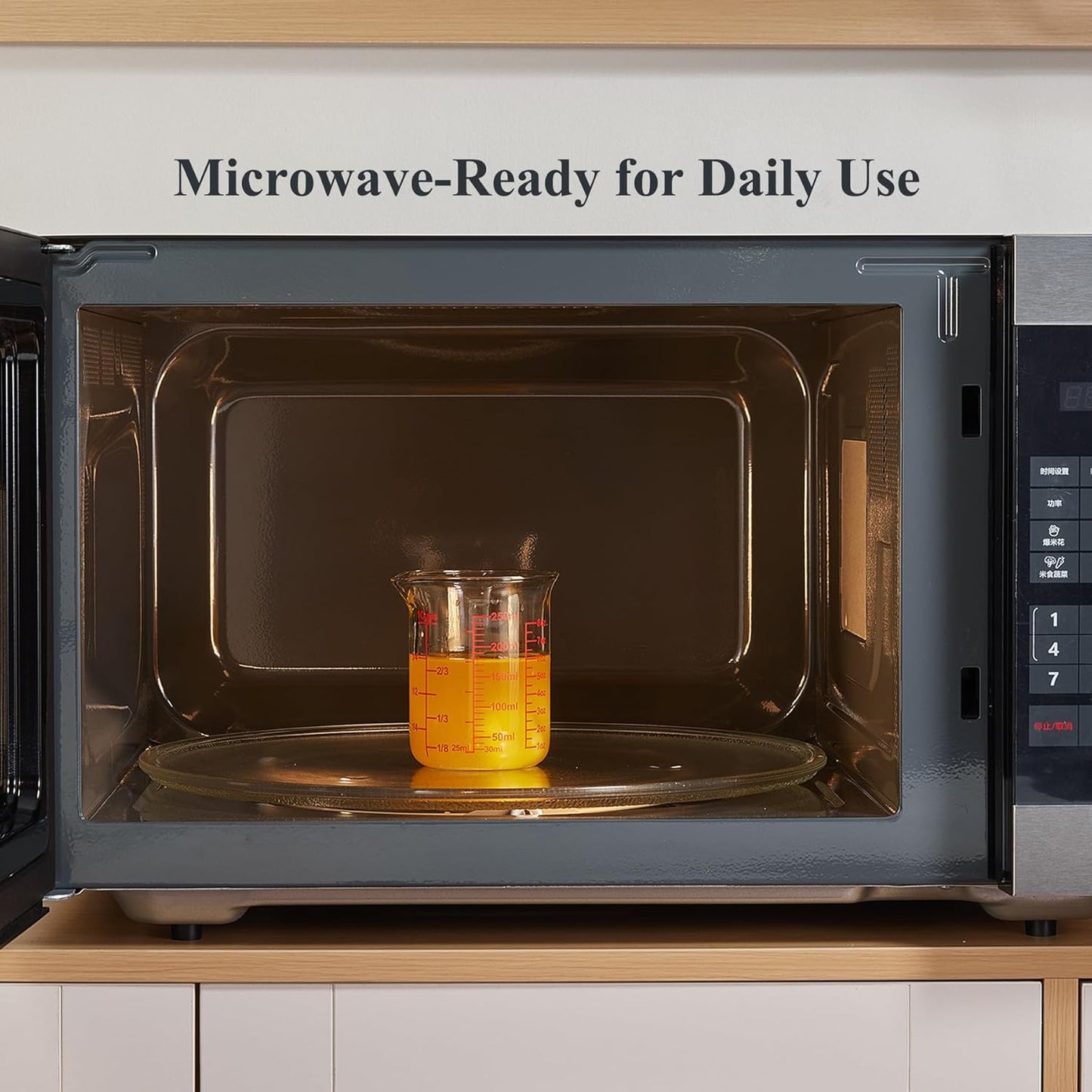 3 Piece Glass Measuring Cup Set, Includes 1/2-Cup, 1-Cup, and 2-Cup High Borosilicate Glasss Liquid Measuring Cups, Dishwasher, Freezer, Microwave, and Preheated Oven Safe, Essential Kitchen Tools