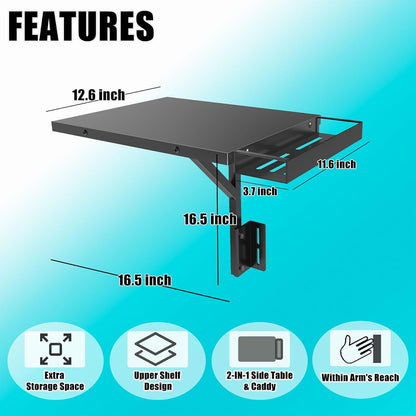 Upper Side Shelf with Griddle Caddy for Blackstone 36″/28″/28XL Griddles, Large Griddle Side Table with Bottle Holder for Easy Access, Blackstone Grill Accessories, Black (2 Pack)