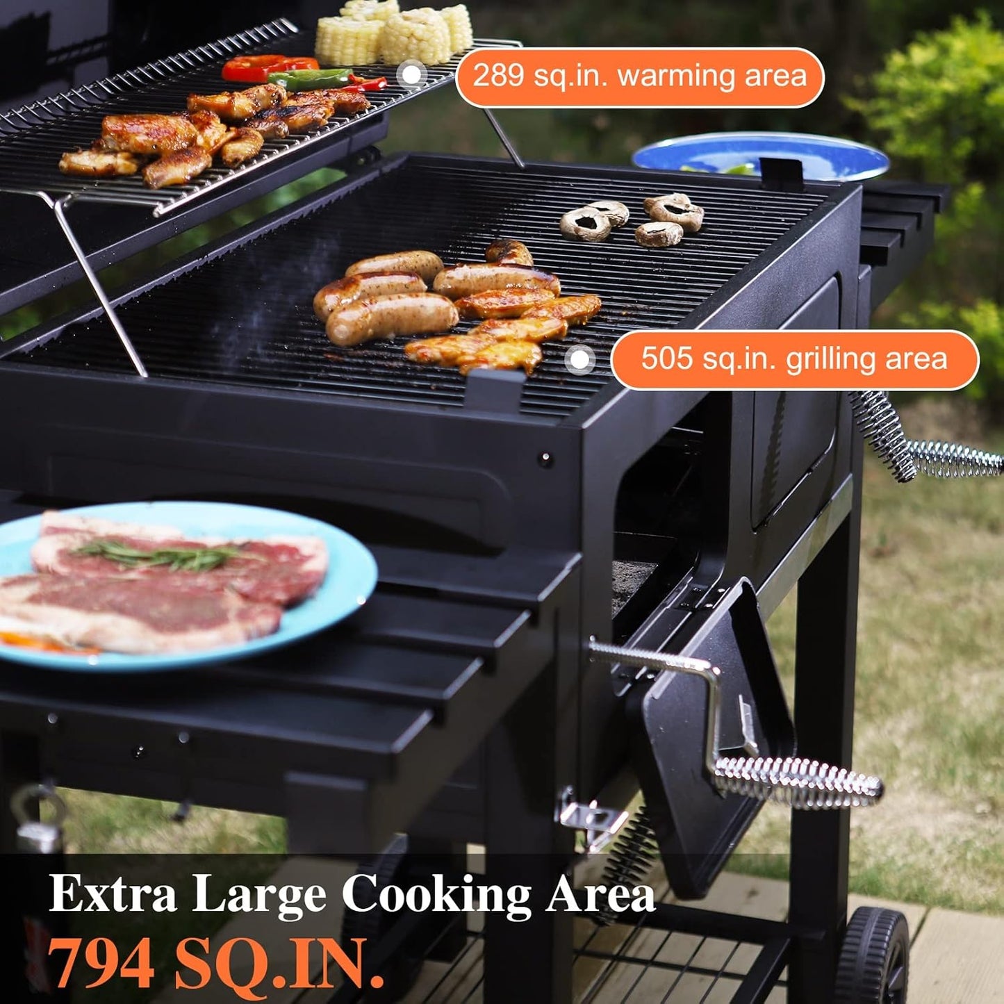Sophia & William 18-Inch Vertical Charcoal Smokers BBQ Grills with Porcelain-Enameled Smoking Chamber & 2-Layer Smoking Shelves, Outdoor Smokers & Tabletop Grill Combo for Barbecue Camping(Black)