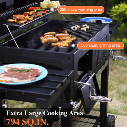 Sophia & William 18-Inch Vertical Charcoal Smokers BBQ Grills with Porcelain-Enameled Smoking Chamber & 2-Layer Smoking Shelves, Outdoor Smokers & Tabletop Grill Combo for Barbecue Camping(Black)