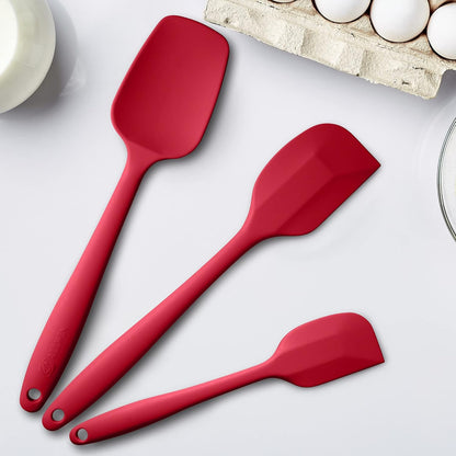 Silicone Spatula 3-piece Set, Ergonomic Handle High Heat-Resistant Spatulas, Non-stick Rubber Spatulas with Stainless Steel Core, Black