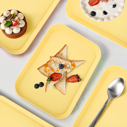 4 Pack Multicolo Plastic Serving Trays for Party Serving Food - Rectangular, 8.66 by 12 in, Heavy Duty Dessert Trays for Food Erving Platters for Party Tray Decor Veggie,Snack