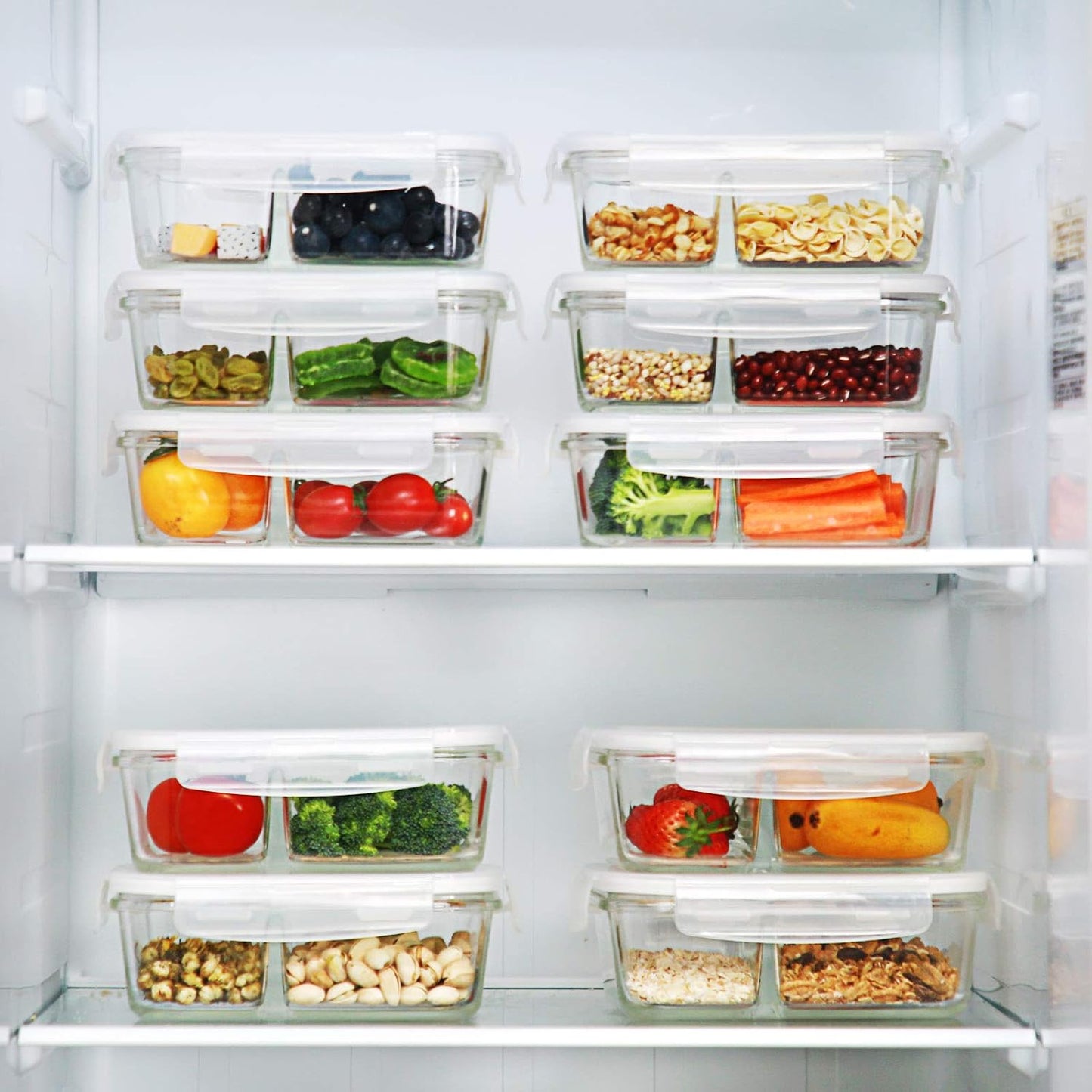 DAS TRUST 10 Pack Glass Meal Prep Containers Meal Prep Bowls Food Storage Containers Glass Food Prep Containers with Lids Lunch Container for Adults Lunch Box Bento Boxes