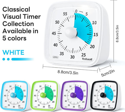 Yunbaoit Visual Timer with Night Light, 60 Minute Countdown, Light Blue