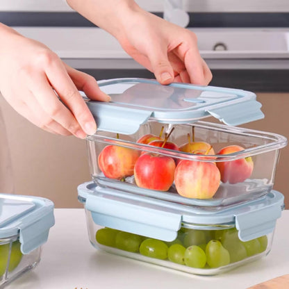 Glass Food Storage Containers with Lids, Airtight Meal Prep Containers, 4 Pack Set with Multiple Sizes (Purple)
