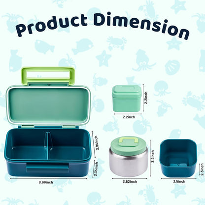 JXXM Bento Lunch Box for Kids With 8oz Thermo, Leakproof Bento Box with with 2 Compartments, Insulated Bottle, Lunch Bag, BPA Free Dishwasher Safe for School Girls Boys (Pink)
