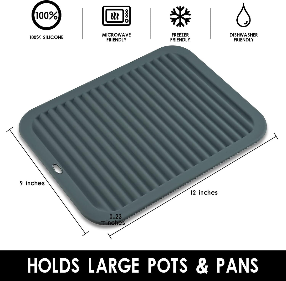 Silicone Hot Pads for Kitchen, Trivets for Hot Pots and Pans, Multi-Purpose Trivets for Quartz Countertops, Non Slip Trivet Mat, Silicone Mats for Kitchen Counter Pot Holders Set 2 Black