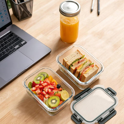 M MCIRCO [15-Pack,13 oz 1.5 Cup Glass Meal Prep Containers, Small Glass Food Storage Containers with Lids,Airtight Lunch Containers, Microwave, Oven, Freezer and Dishwasher Friendly, BPA-free