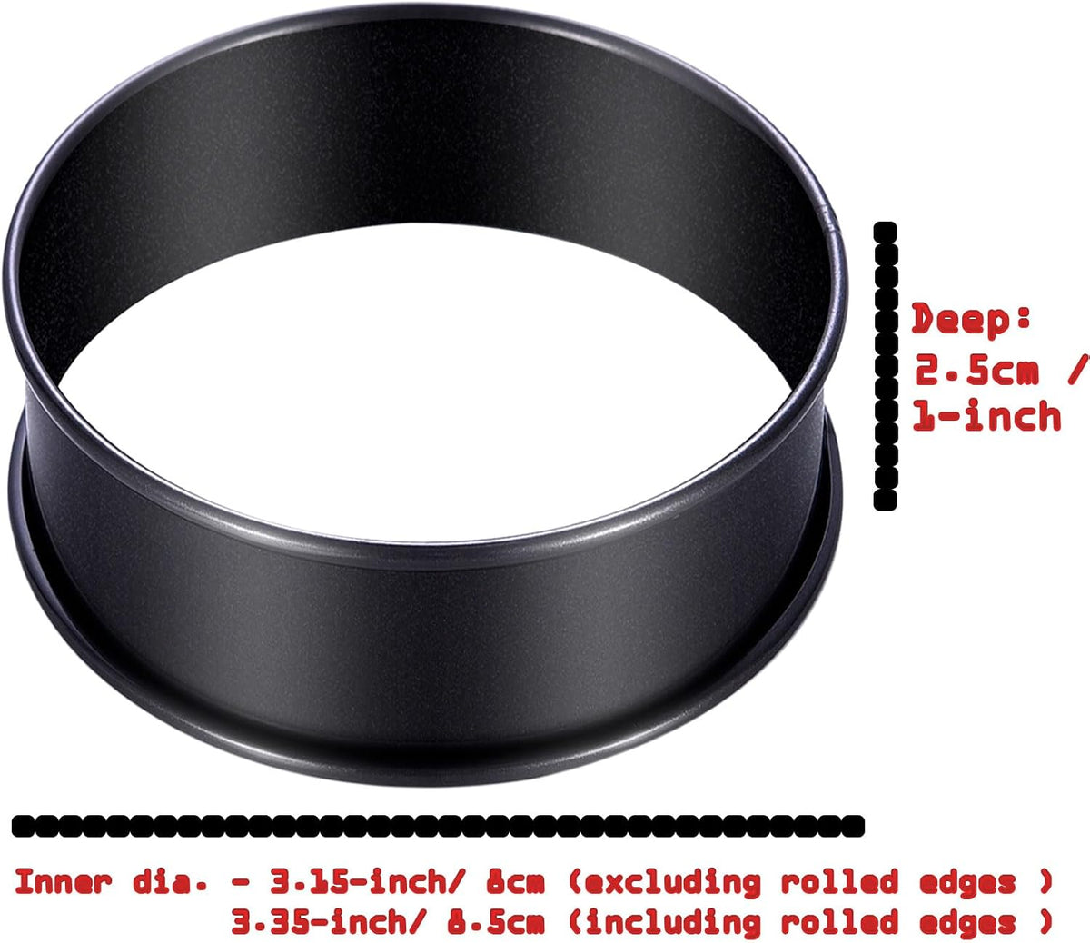 DATANYA Crumpet Rings NONSTICK English Muffin Ring 4 Inch - Stainless Steel Double Rolled Tart Rings Round Metal Cookie Pastry Ring Molds for Baking Cooking