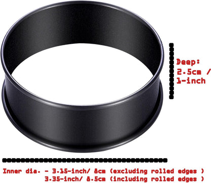 DATANYA Crumpet Rings NONSTICK English Muffin Ring 4 Inch - Stainless Steel Double Rolled Tart Rings Round Metal Cookie Pastry Ring Molds for Baking Cooking