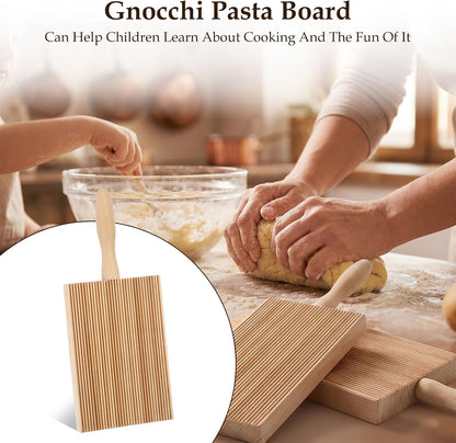 6 Set Gnocchi Boards and Ravioli Rolling Pin, Wood Pasta Roller Pin, Pasta Making Tools for Homemade Kitchen Cavatelli, Macaroni, Tortellini