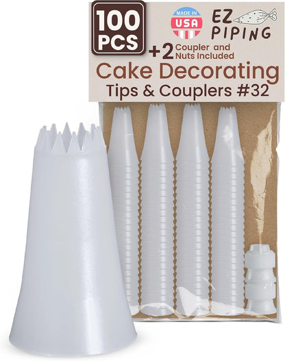 Reusable Plastic Piping Tips, Nozzles Standard Size Star Tip #20