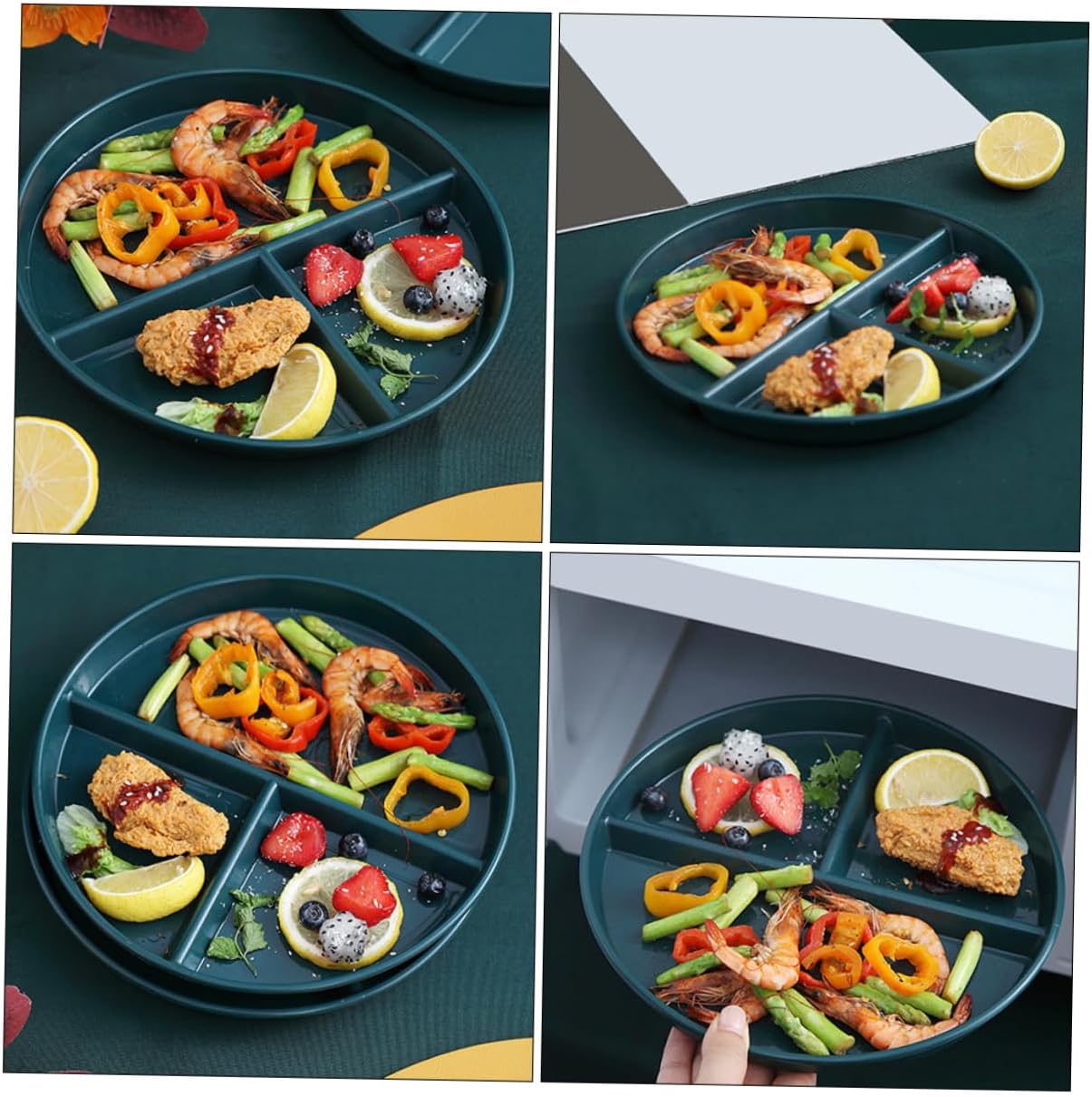Divided Food Plate Three-compartment Pp Tray for Portion Control Stylish Breakfast Serving Food-grade Material for Dieting and Meal Prep