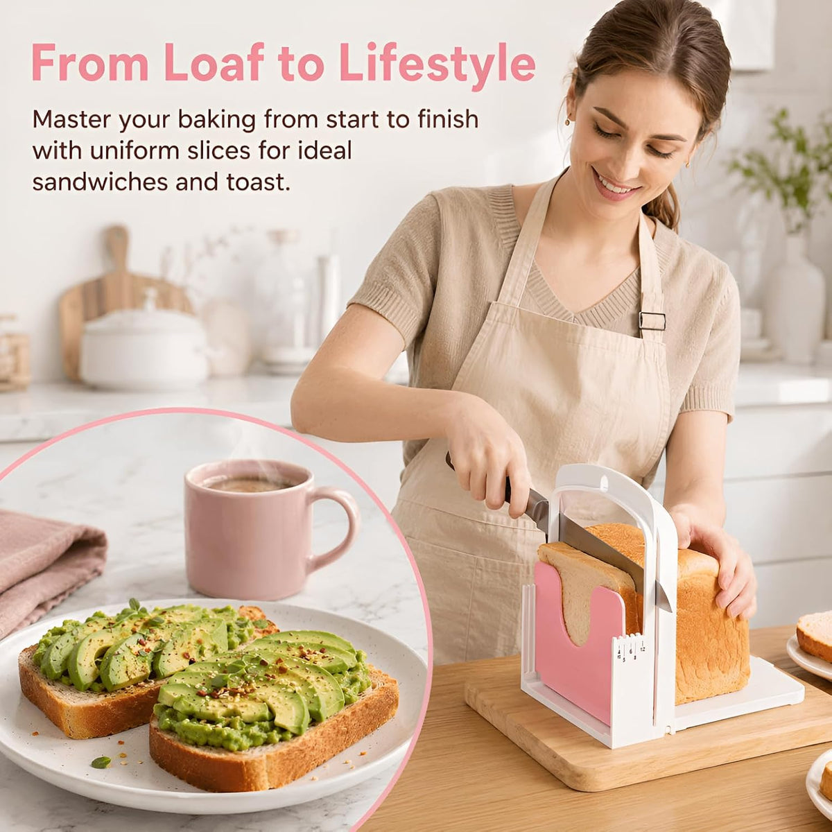 Bread Cutting Guide, Manual Toast Cutter with 5 Thickness Modes