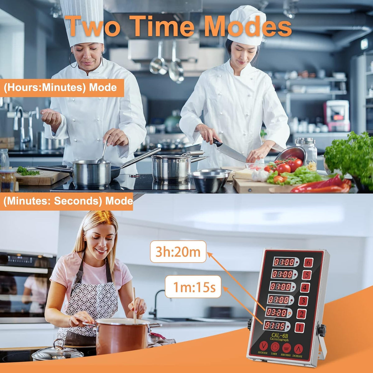 Commercial Kitchen Timer 6 Channel Digital Loud Alarm Cook Timer