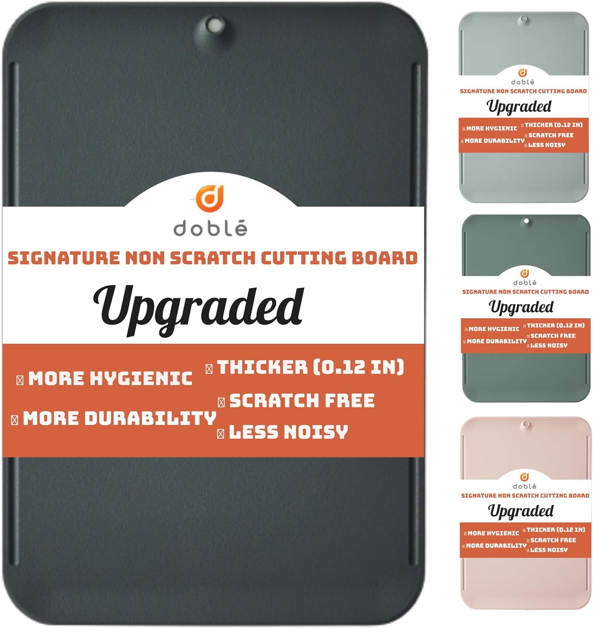 Premium Upgraded doblé Non-Scratch Flexible Cutting Board for Chopping, Scratch Free, Juice Grooves with Easy Grip Handle, Non-Slip Dishwasher Safe for Kitchen 9.3" x 13.7" (Deep Black)