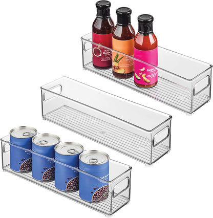 iDesign Stackable Fridge Bin with Handles - Ideal for Freezer or Pantry, Set of 2, Clear, Made in USA