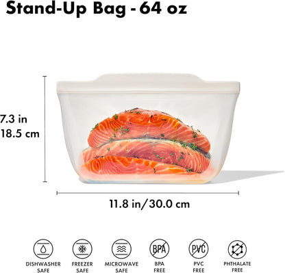 OXO Good Grips Silicone Reusable Bag - Stand-Up Cup (8 oz) - Oat
