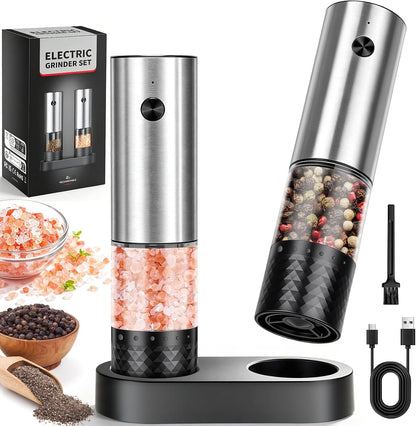 Rechargeable Electric Salt and Pepper Grinder Set 2 Pack, Kitchen Gadgets