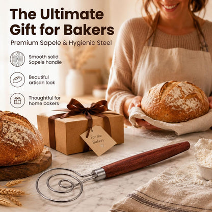 Danish Dough Whisk, 304 Stainless Steel Hook Bread Mixer for Sourdough