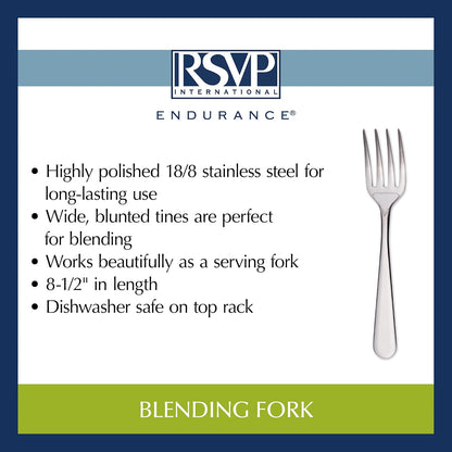 RSVP International Endurance Kitchen Baking Tool Collection, Blending Fork, Stainless Steel