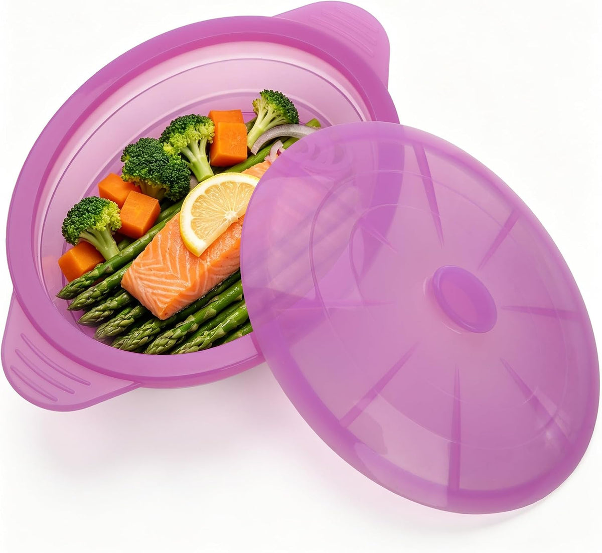 Silicone Microwave Steamer Collapsible Cooker for Vegetables Fish Prep Meal