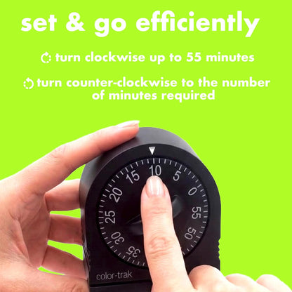 Colortrak 60 Minute Wind Up Timer, No Batteries Required, Black