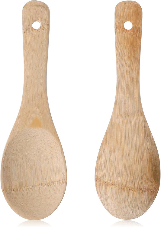 2 Pack Rice Paddle, Wooden Rice Spoon, 7.87 in for Cooking