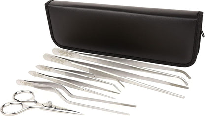 O'Creme Set of Culinary Tweezer Tongs Offset, Straight and Curved, Plus Super Sharp Chef Scissors, Total 6 Pieces (Rose Gold)
