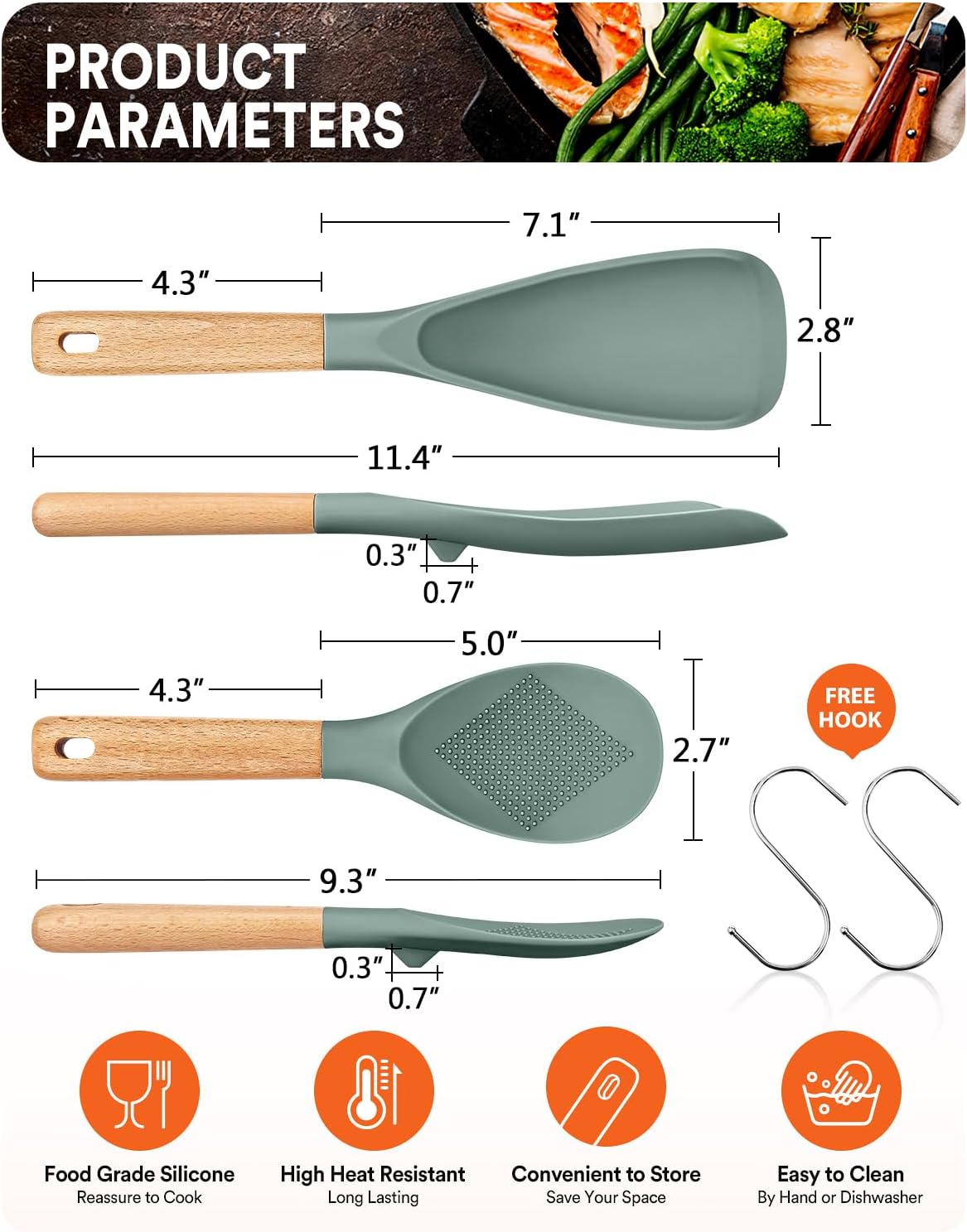 Badiano Cooking Spoon and Rice Scooper for Nonstick Cookware,Multi-function
