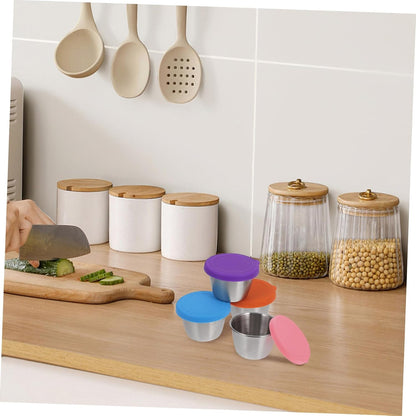 4Pcs Dip Cups with Lids Condiment Containers for Sauces Reusable and Leakproof for Parties Picnics and Meal Prep