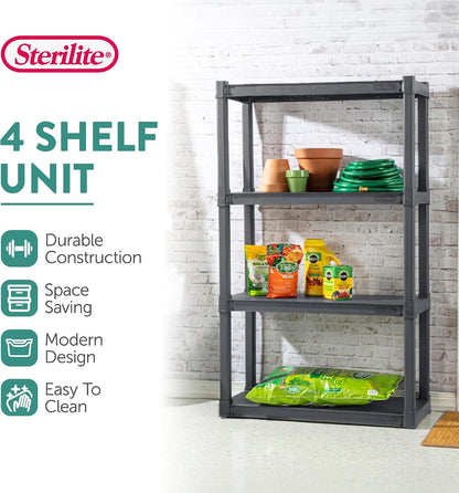 Sterilite 18-Pack Plastic Storage Bins w/ Lids, Shelf Totes Clear Containers, 25 Qt, Gray