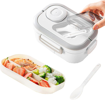 Adults Bento Lunch Box,Salad Container Large 43oz Salad Bowl, Bento-Style Tray for Toppings, 3oz Sauce Container for Dressings, and Built-In Reusable Fork (Green)