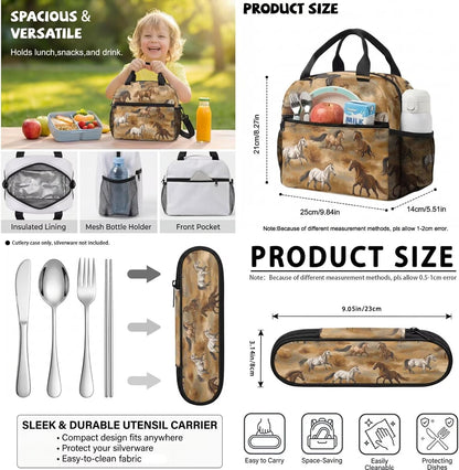 Highland Cow Backpack with Lunch Box Set for Kids Sunflower School Backpack for Girls Boys Back to School Bag Student Travel Backpacks Reusable Utensils Pen Case Water Bottle Bag 5PCS