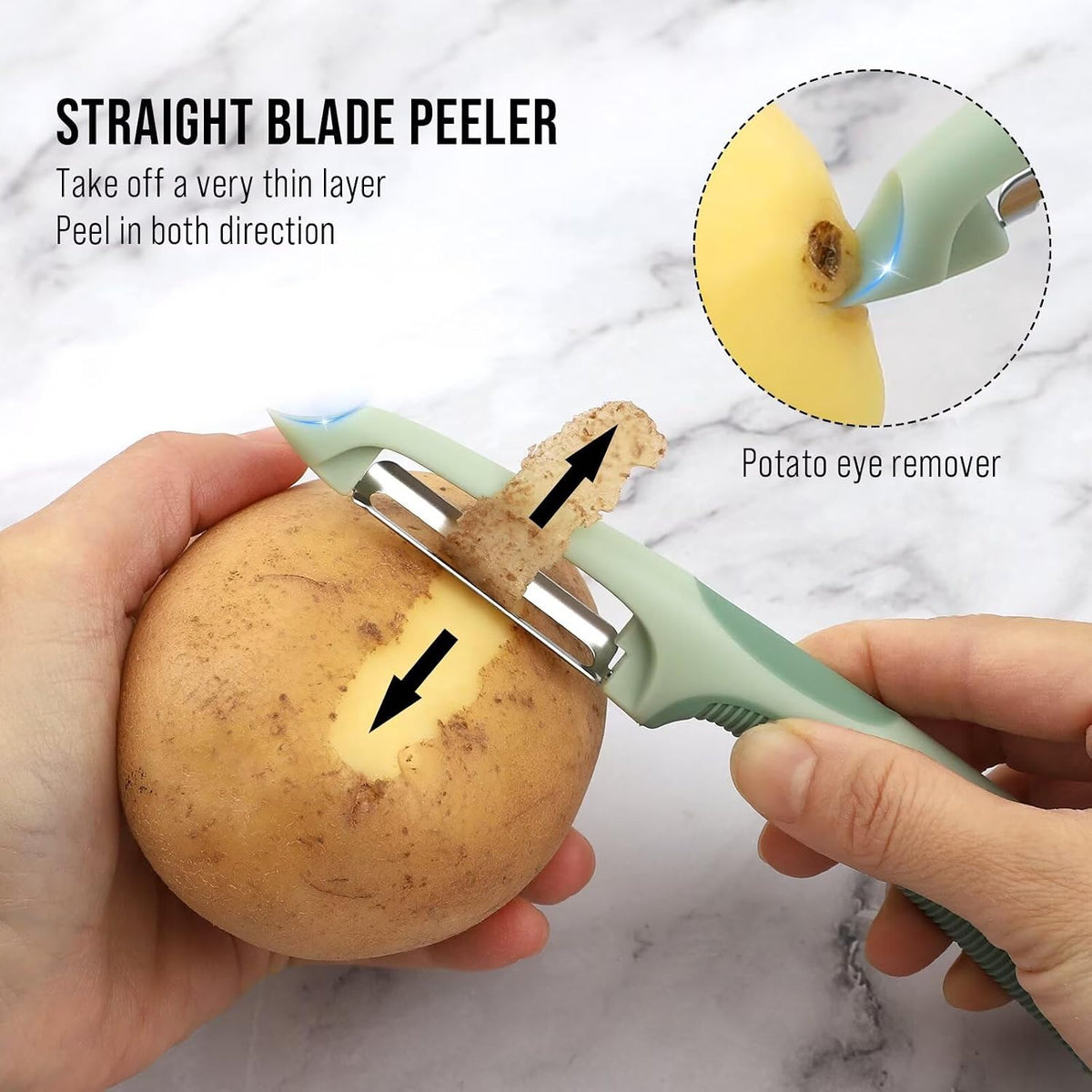 Julienne Peeler Vegetable Peeler with 4.8'' Long Silicone Handle