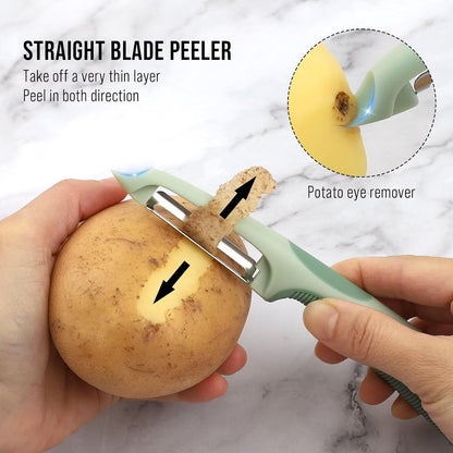 Julienne Peeler Vegetable Peeler with 4.8'' Long Silicone Handle