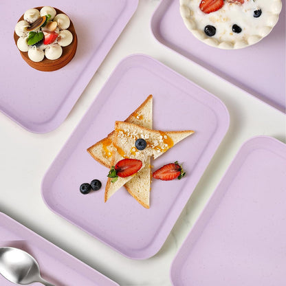 4 Pack Multicolo Plastic Serving Trays for Party Serving Food - Rectangular, 8.66 by 12 in, Heavy Duty Dessert Trays for Food Erving Platters for Party Tray Decor Veggie,Snack