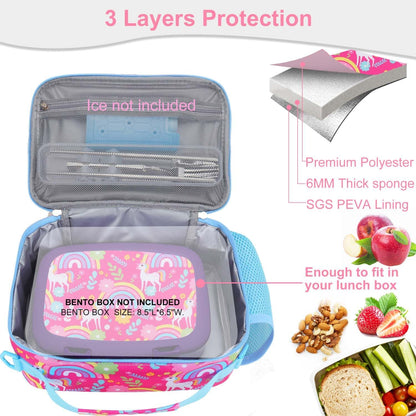 RHCPFOVR Kids Initial Lunch Bag - Insulated Lunch Box for Boys Girls,Washable Lunch Bag and Reusable Toddler Leak-proof Lunchbox for School and Daycare - Colors A