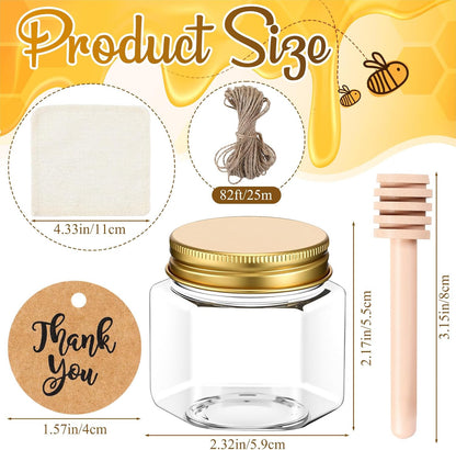 Funnymoom 2.5 oz Mini Honey Jars with Wooden Dippers, Classic
