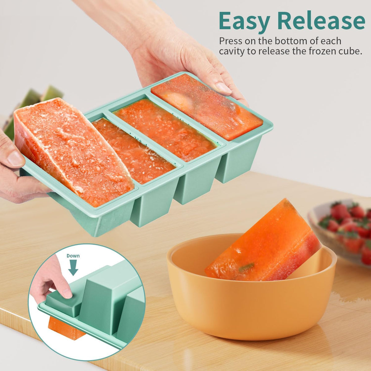 Silicone Freezer Tray for Sauce Cube: GGOW Silicone Freezing Tray for Broth Soup Storage - Freeze 250mL 125mL Souped Portion