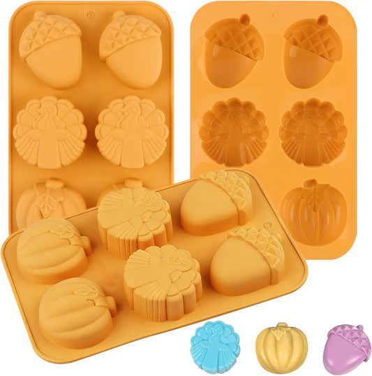 3-Pack 6-Cup Silicone Muffin Pans, Nonstick Cupcake Baking Molds, Muffin Cupcake Pans Molds for Baking, BPA/PFA-Free, Dishwasher & Oven Safe Pumpkin